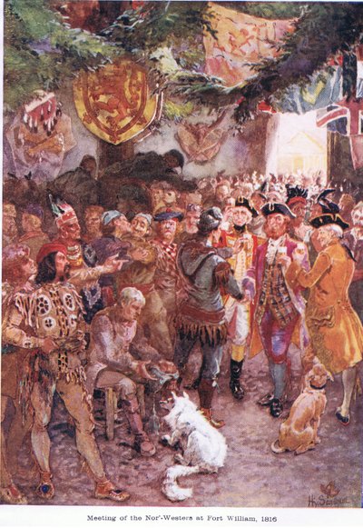 Meeting of the NorWesters at Fort William 1816 by Henry Sandham